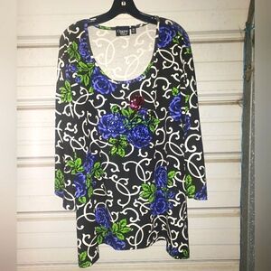 Plus Size 5X Pretty Dressy Women's knit top shirt embellished black work